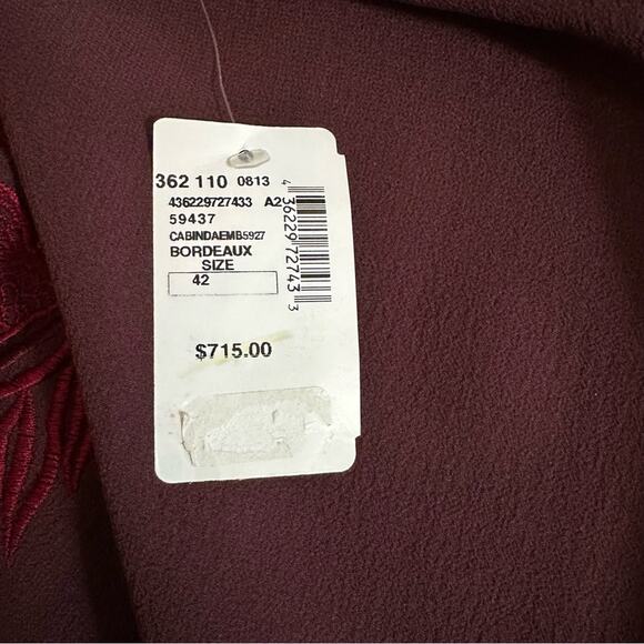 DRIES VAN NOTEN Maroon Sheer Floral Embroidered Silk Blouse Top Shirt NWT 42 - Picture 9 of 13